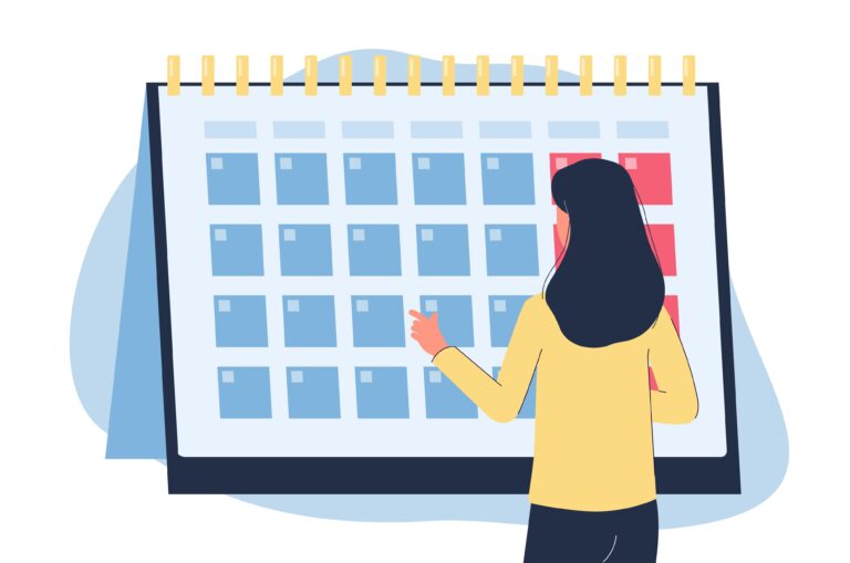 Woman looking at a calendar, symbolising the timeline of no contact after a breakup.